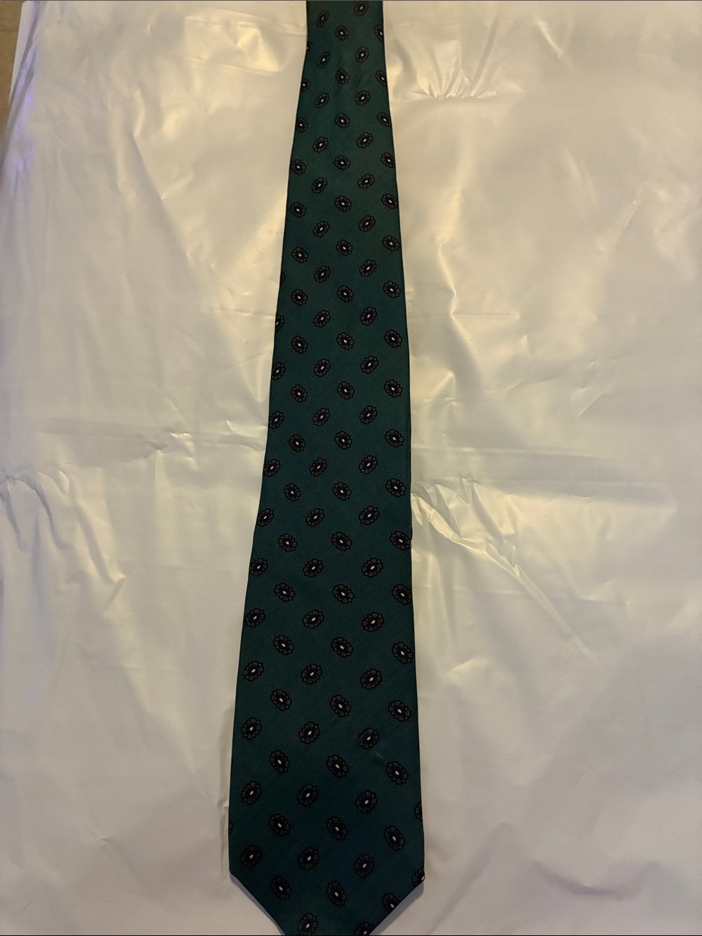 Men's Silk Teal Tie with Subtle Medallion Pattern
